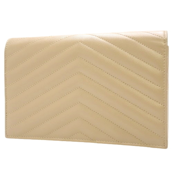 Saint Laurent Paris Chain Shoulder Bag Wallet Crossbody Leather Beige - Picture 2 of 7